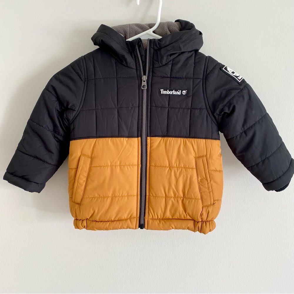 Timberland Black and Tan Kids Puffer Jacket